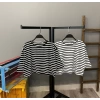 Çizgili Crop T-shirt-SİYAH