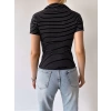 Çizgili Polo Yaka Kaşkorse-SİYAH