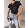 Çizgili Polo Yaka Kaşkorse-SİYAH