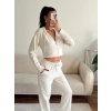 Crop Hırka & Pantolon Takım - BEJ
