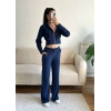 Crop Hırka & Pantolon Takım - LACİVERT