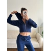 Crop Hırka & Pantolon Takım - LACİVERT