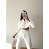 Crop Hırkalı Eşofman Takımı-BEYAZ