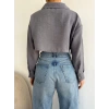 Crop Keten Gömlek-GRİ