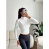 Dalgıç Fermuar Crop - BEYAZ
