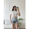 Dantel Detay Tişört - BEYAZ