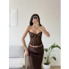 Dantel İşlemeli Bel Korse Büstiyer - TEN