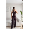 Degaje Bluz Pantolon Takım - KAHVE