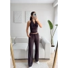 Degaje Bluz Pantolon Takım - KAHVE