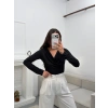 Degaje Yaka Bluz - SİYAH
