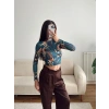 Dijital Baskı Crop - LACİVERT