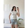 Dik Yaka Modal Crop - BEYAZ