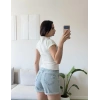 Dik Yaka Modal Crop - BEYAZ