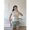 Dik Yaka Modal Crop - BEYAZ