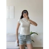 Dik Yaka Modal Crop - BEYAZ