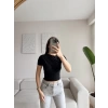 Drapeli Asimetrik Crop - SİYAH