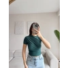 Drapeli Asimetrik Crop - YEŞİL