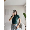 Drapeli Asimetrik Crop - YEŞİL