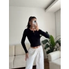 Düğmeli Buzzy Kumaş Crop - SİYAH