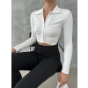Düğmeli Polo Yaka Kaşkorse - BEYAZ