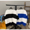 Enine Şerit Detay Oversize Unisex T-shirt-BEYAZSİYAH