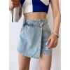 Etek Görünümlü Kot Şort-MAVİ