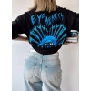 Eye Hearts Unisex Oversize T-shirt-SİYAH
