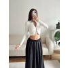 Fermuar Detay Crop - BEJ