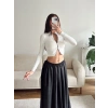 Fermuar Detay Crop - BEYAZ
