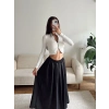 Fermuar Detay Crop - BEYAZ