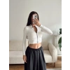 Fermuar Detay Crop - BEYAZ