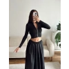 Fermuar Detay Crop - SİYAH