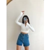 Parmak Geçmeli Fermuar Sandy Crop -BEYAZ
