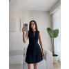Fermuar Yaka Fit Elbise - SİYAH
