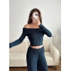 Fitilli Madonna Crop & Pantolon Takım - LACİVERT