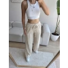 Fitilli Yüksek Bel Pantolon - BEJ
