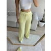 Fitilli Yüksek Bel Pantolon - SARI