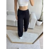 Fitilli Yüksek Bel Pantolon - SİYAH