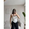 Fiyonklu Garnili Bluz - BEYAZ