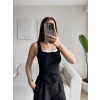 Fiyonklu Garnili Bluz - SİYAH