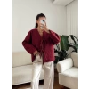 Fiyonklu Kırçıllı Ceket - BORDO