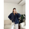 Fiyonklu Kırçıllı Ceket - LACİVERT
