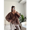 Fiyonklu Kırçıllı Ceket - KAHVE