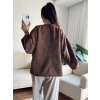 Fiyonklu Kırçıllı Ceket - KAHVE