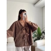 Fiyonklu Kırçıllı Ceket - KAHVE