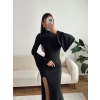 Flare Sırt Maxi Uzun Elbise - SİYAH