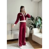 Garnili Bomber Crop & Pantolon Takım - BORDO