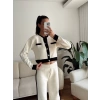 Garnili Bomber Crop & Pantolon Takım - EKRU
