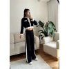 Garnili Bomber Crop & Pantolon Takım - SİYAH