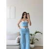 Garnili Straplez İkili Takım - MAVİ